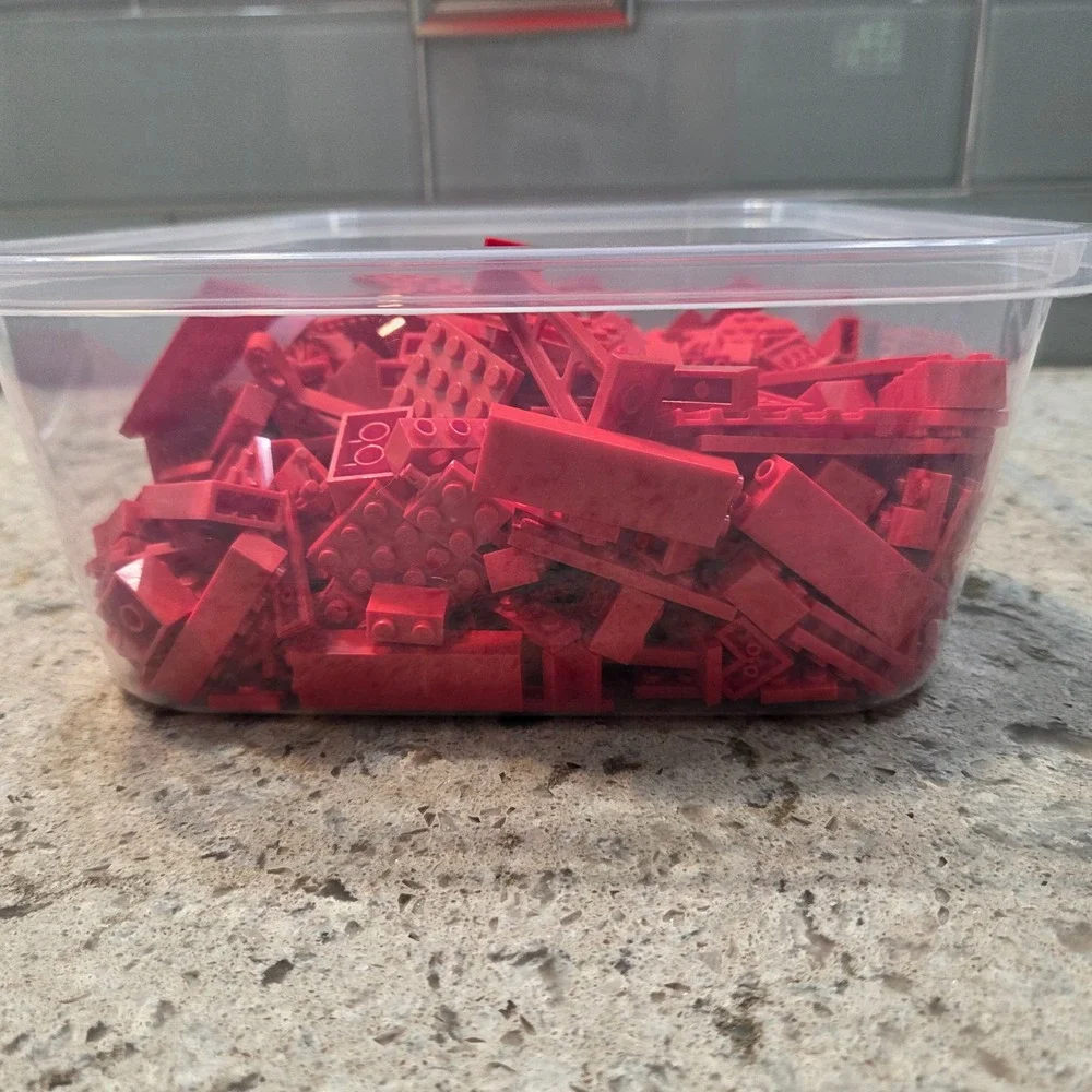 LEGO Red Bulk Bricks Plates Parts Pieces Lot 2lb 11oz Mixed Assortment